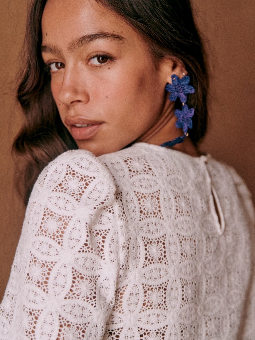 Sezane White Lace Short Sleeve LILO Blouse - Picture 3 of 8